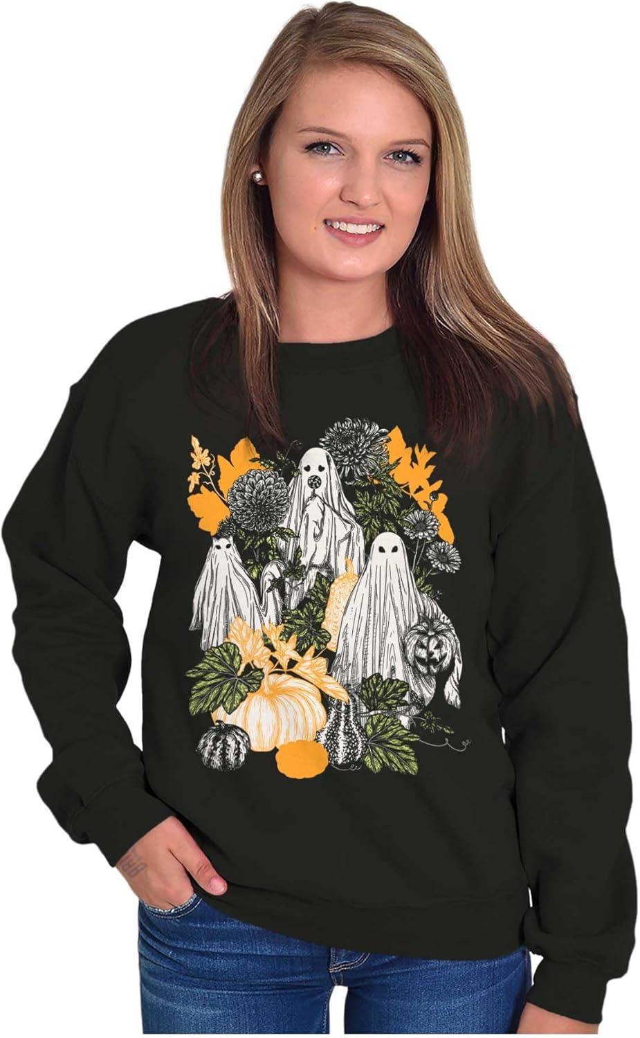 imageBrisco Brands Fall Autumn Ghosts and Pumpkins Sweatshirt for Men or WomenBlack