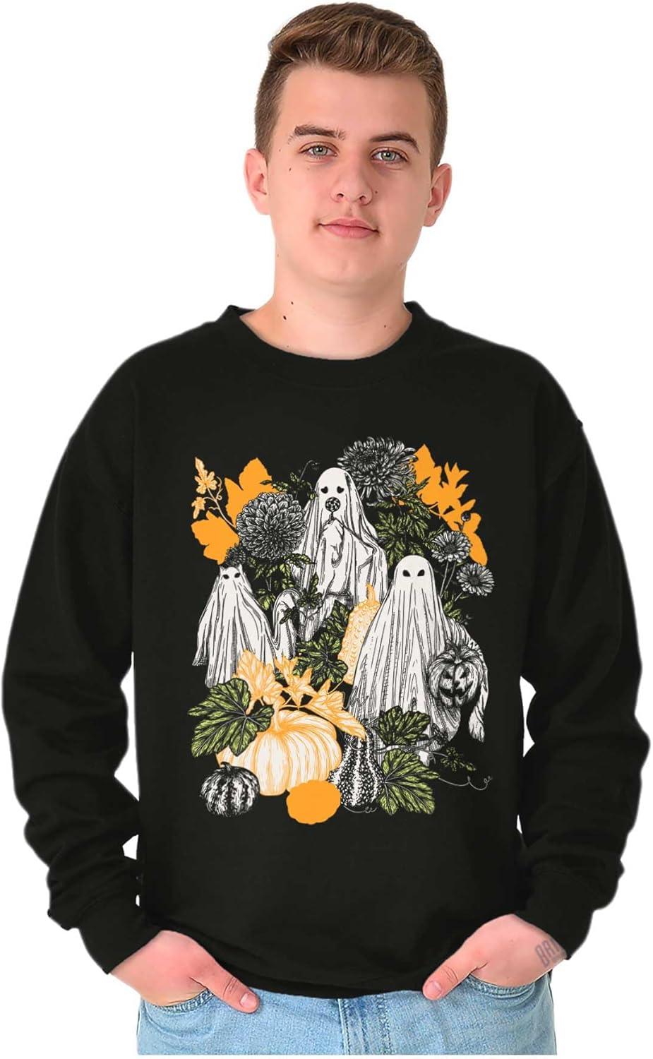 imageBrisco Brands Fall Autumn Ghosts and Pumpkins Sweatshirt for Men or WomenBlack