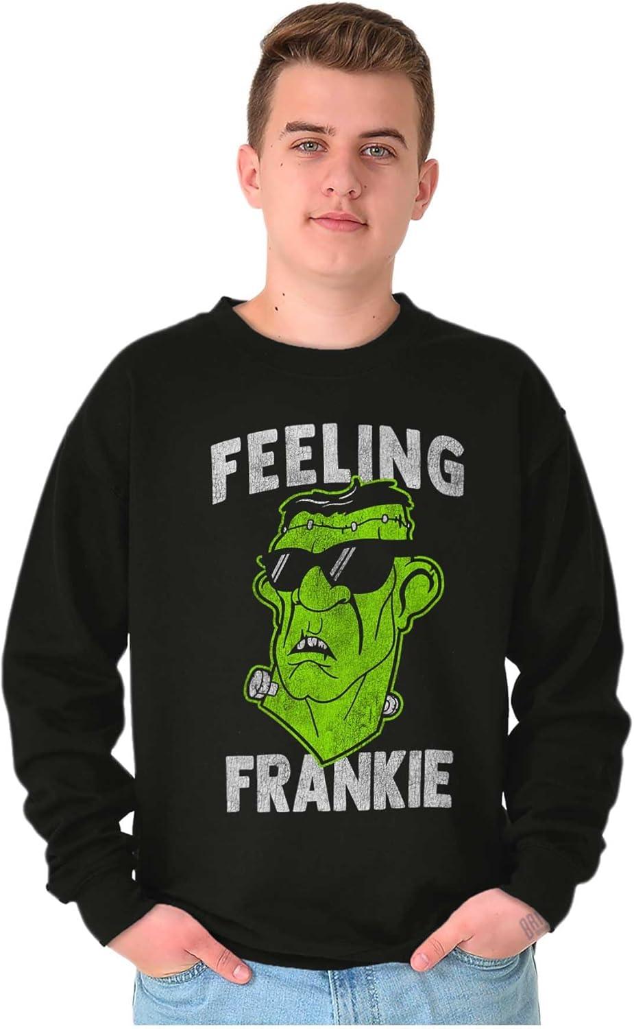 imageBrisco Brands Funny Halloween Feeling Frankie Sweatshirt for Men or WomenBlack