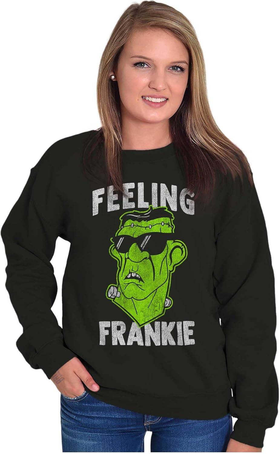 imageBrisco Brands Funny Halloween Feeling Frankie Sweatshirt for Men or WomenBlack
