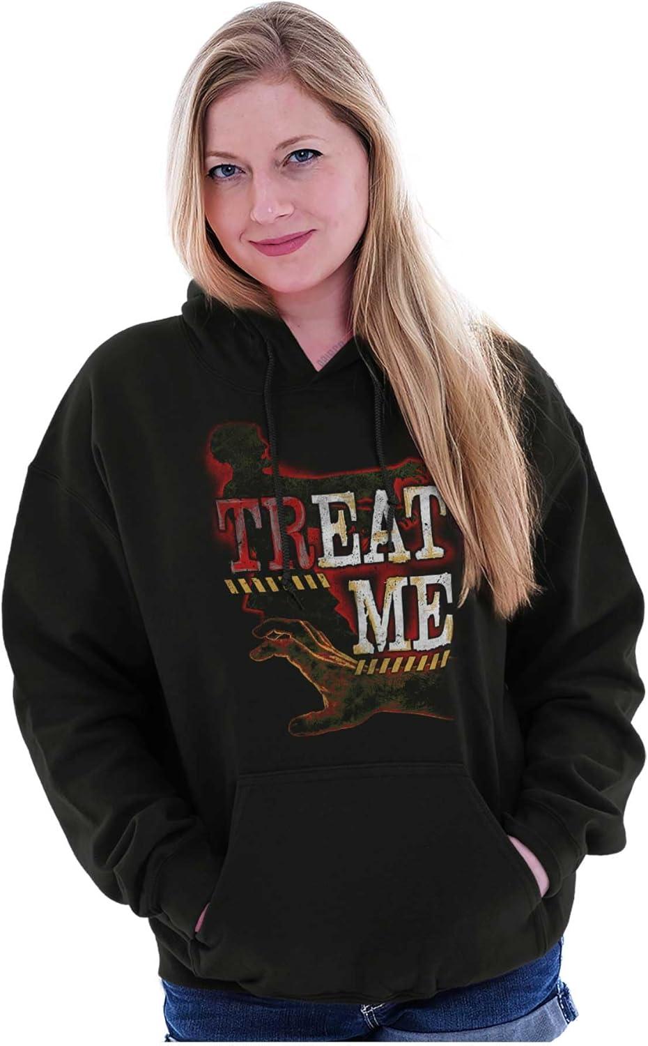 imageBrisco Brands Funny Halloween Zombie Pun Treat Me Hoodie Sweatshirt Women MenBlack