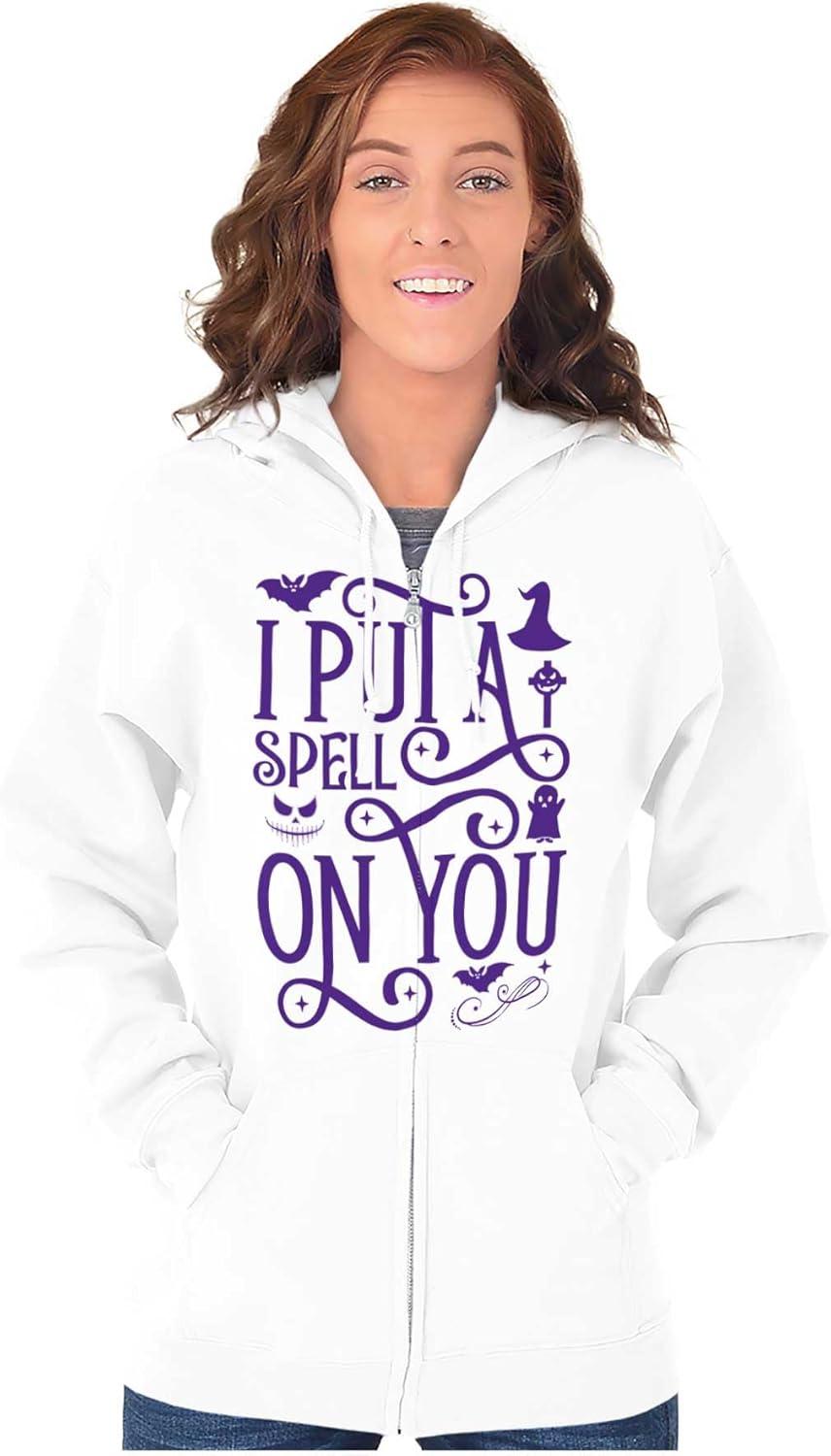imageBrisco Brands Halloween I Put A Spell On You Witch Zip Hoodie Sweatshirt WomenWhite
