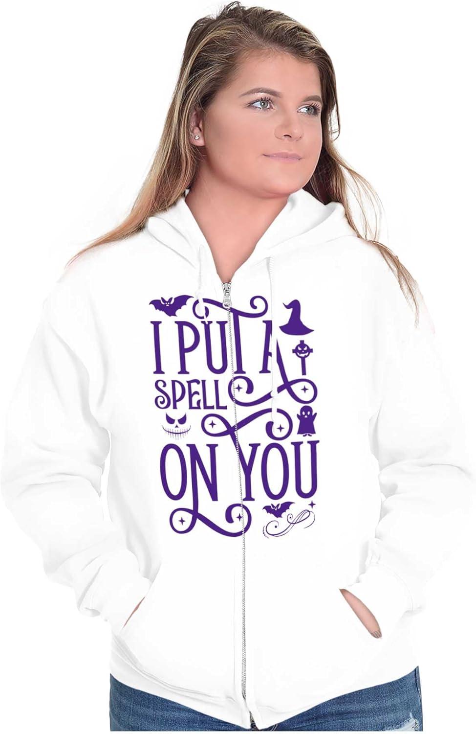 imageBrisco Brands Halloween I Put A Spell On You Witch Zip Hoodie Sweatshirt WomenWhite