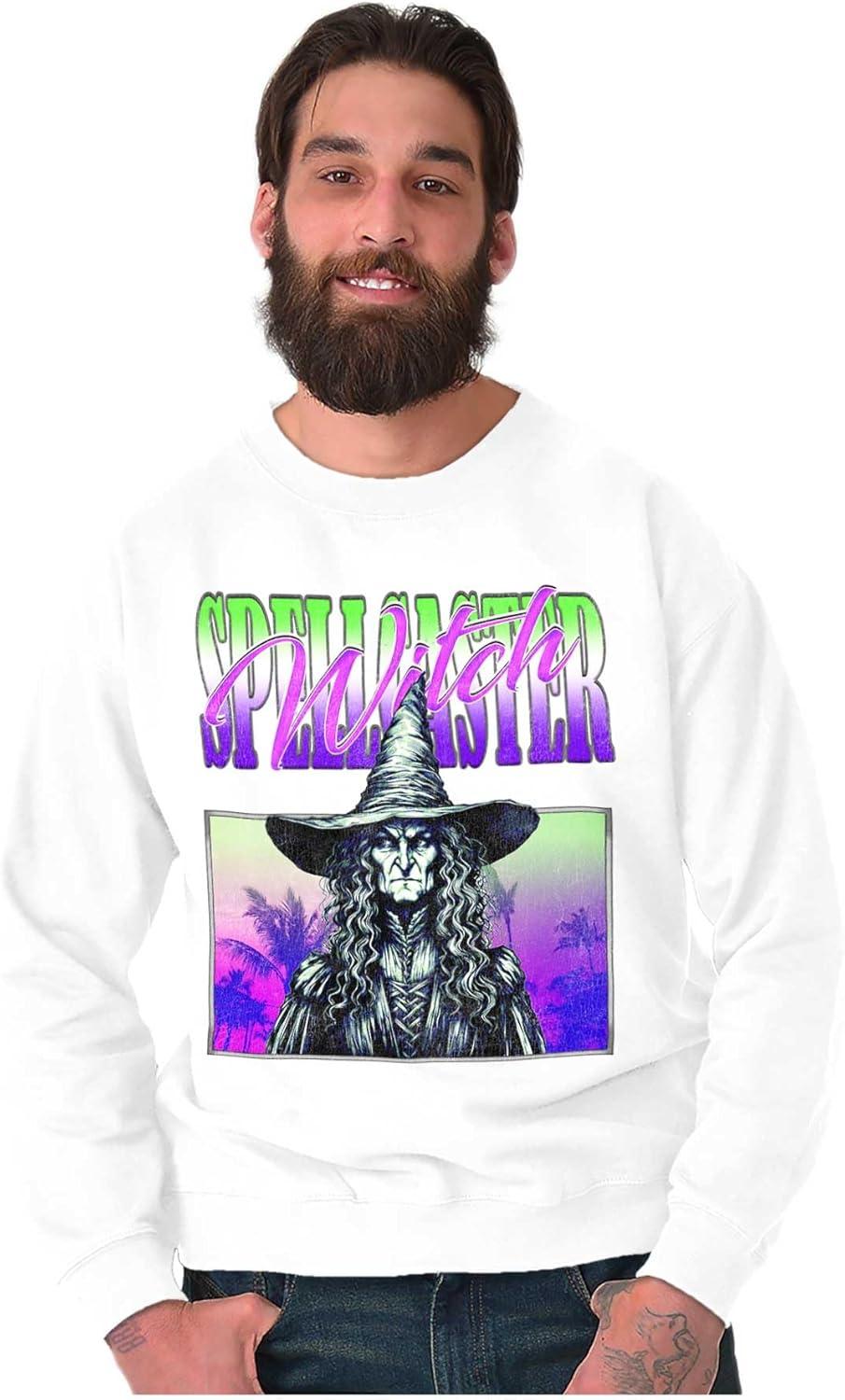 imageBrisco Brands Halloween Monster Spell Caster Witch Sweatshirt for Men or WomenWhite
