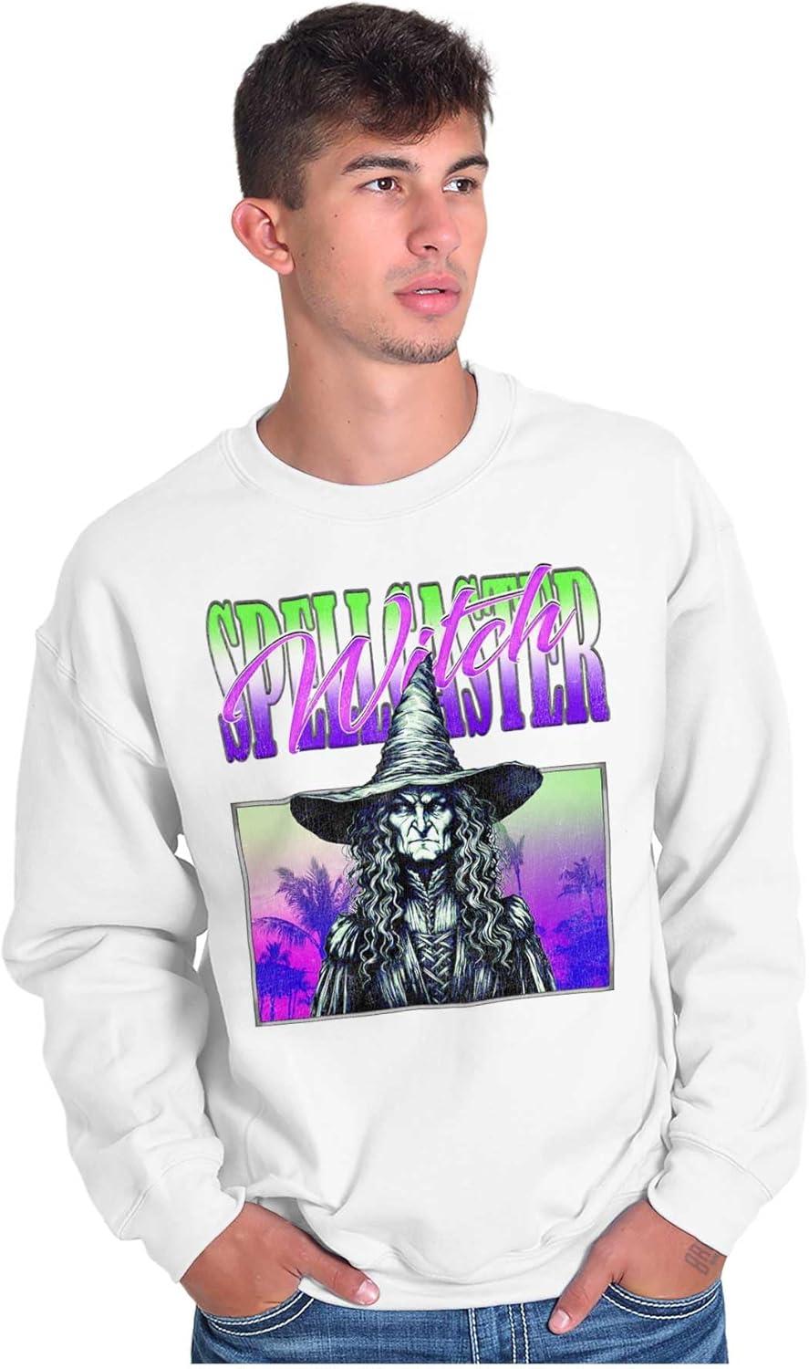imageBrisco Brands Halloween Monster Spell Caster Witch Sweatshirt for Men or WomenWhite