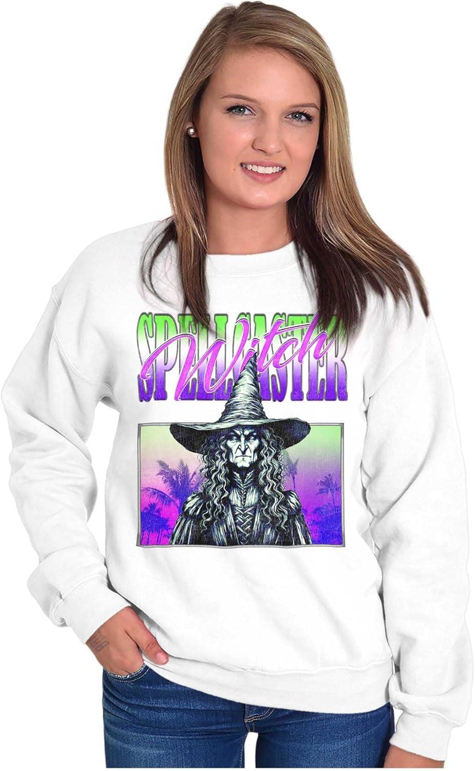 imageBrisco Brands Halloween Monster Spell Caster Witch Sweatshirt for Men or WomenWhite