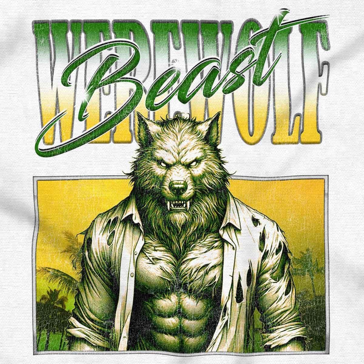 imageBrisco Brands Halloween Monster Werewolf Beast Womens Slim Fit Graphic TeeWhite
