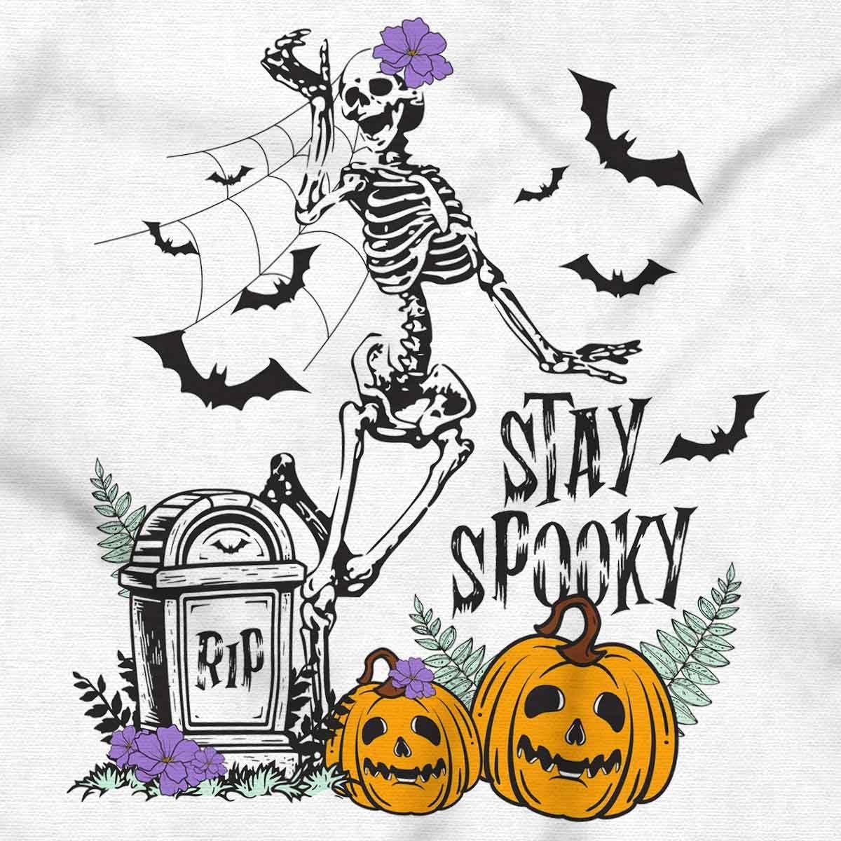 imageBrisco Brands Halloween Stay Spooky Skeleton Womens Long Sleeve T ShirtWhite