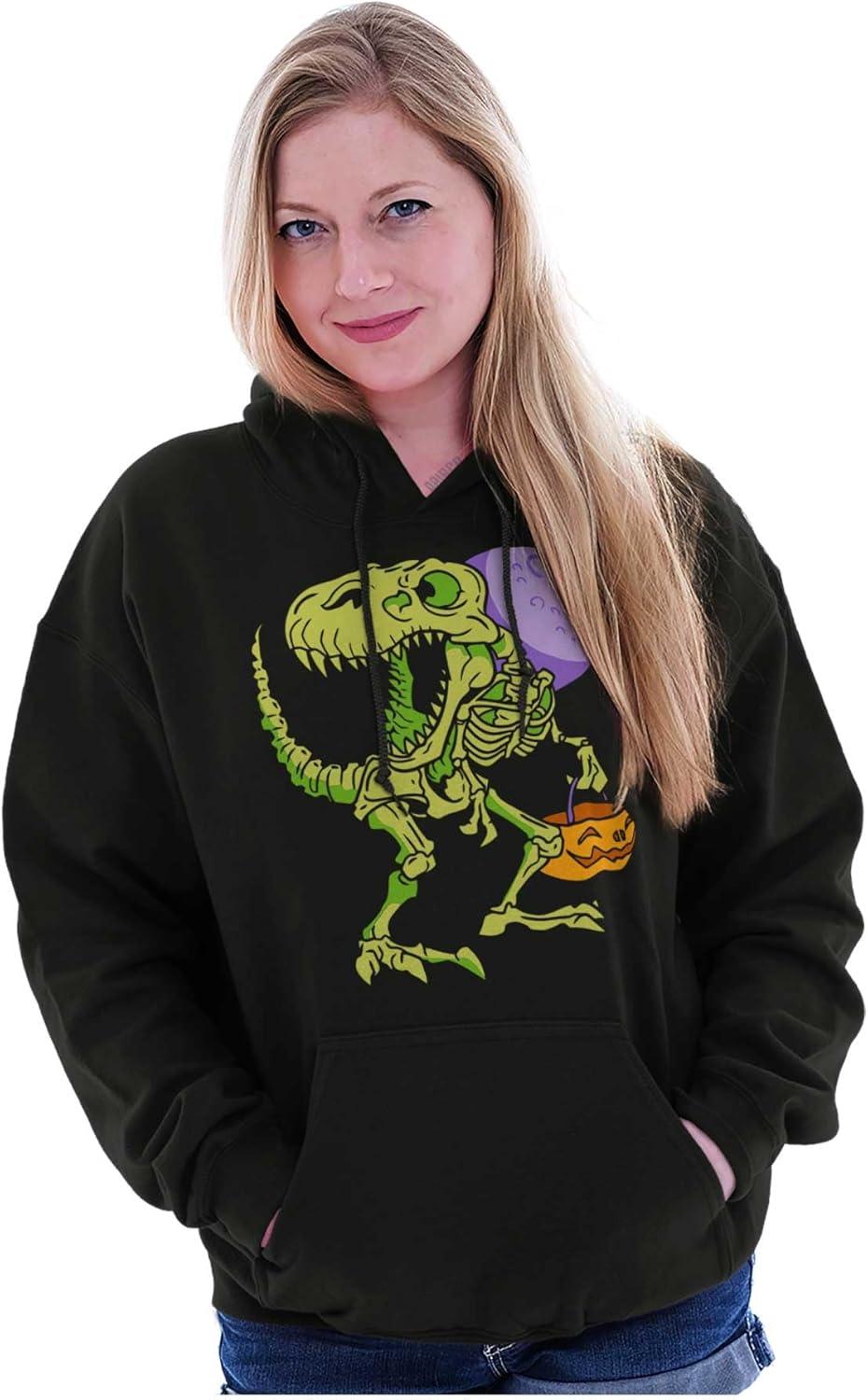 imageBrisco Brands Spooky Halloween Dinosaur Skeleton Hoodie Sweatshirt Women MenBlack