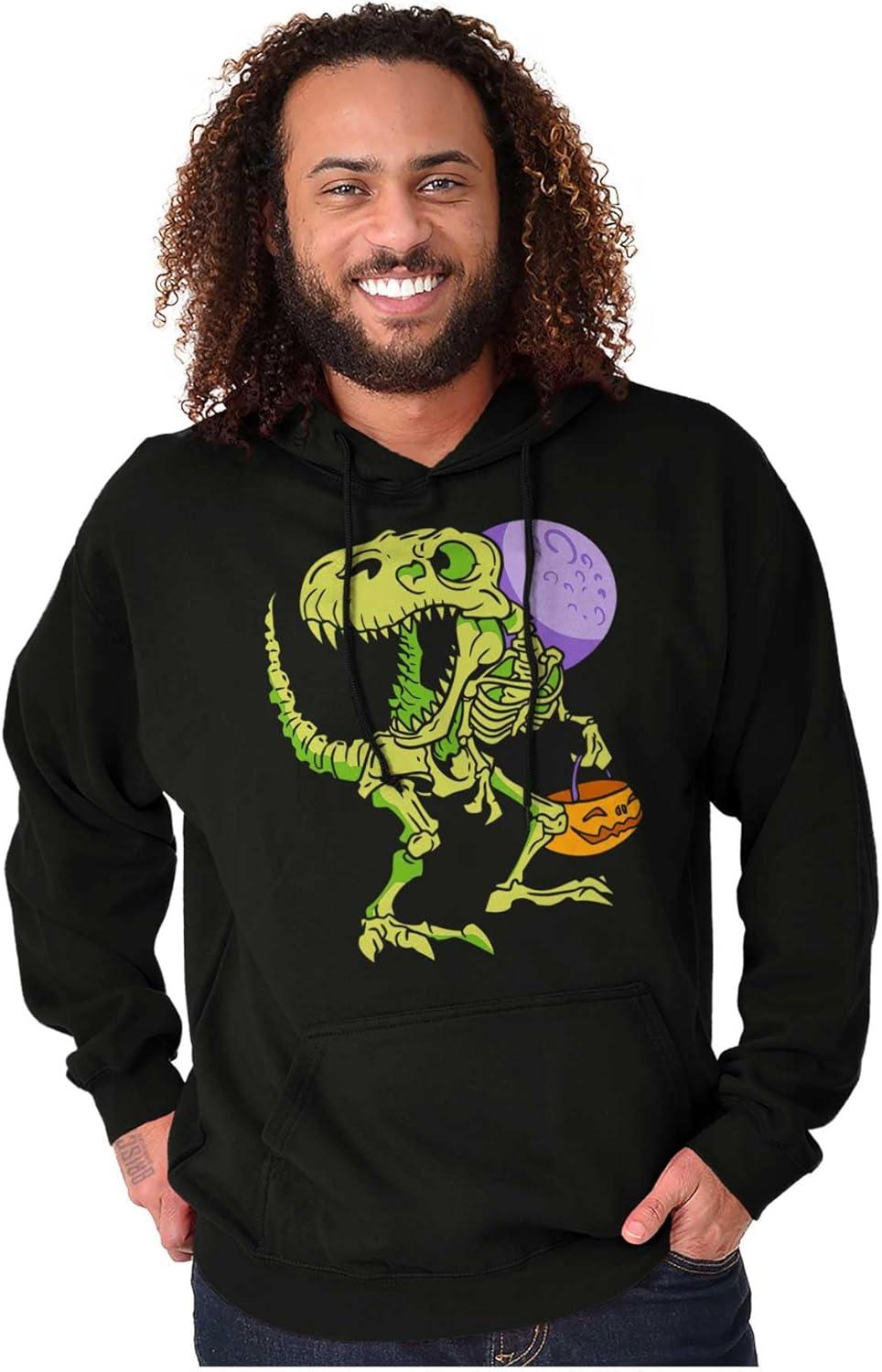 imageBrisco Brands Spooky Halloween Dinosaur Skeleton Hoodie Sweatshirt Women MenBlack