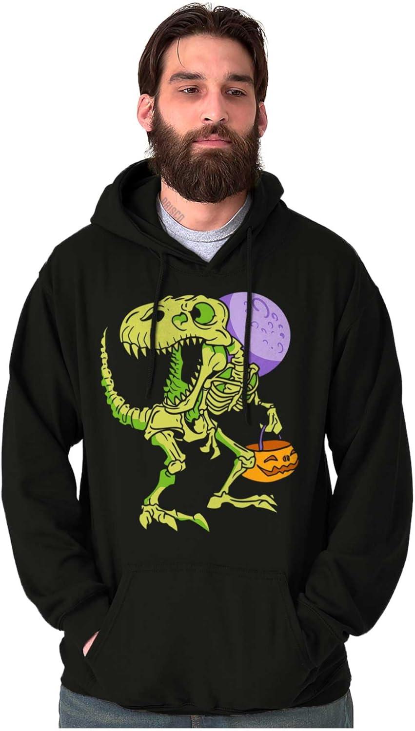 imageBrisco Brands Spooky Halloween Dinosaur Skeleton Hoodie Sweatshirt Women MenBlack