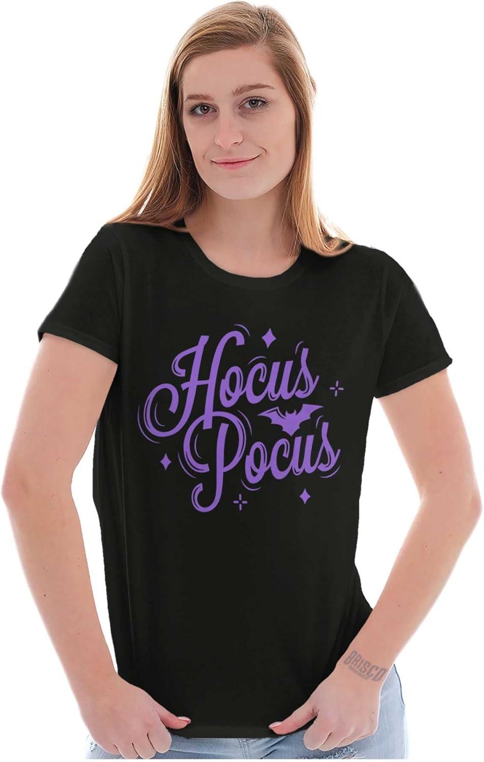 imageBrisco Brands Spooky Halloween Magic Hocus Pocus Womens Slim Fit Graphic TeeBlack