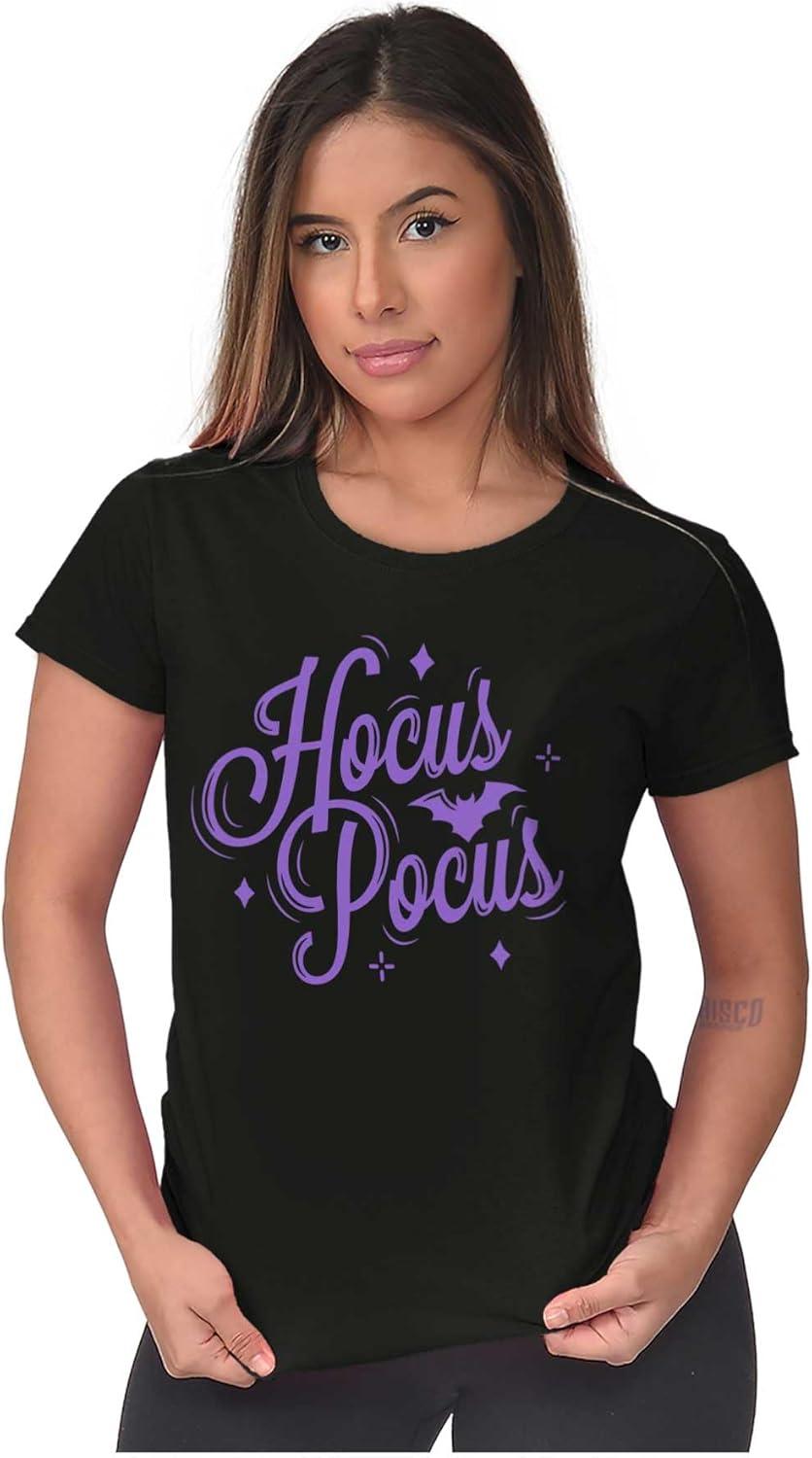 imageBrisco Brands Spooky Halloween Magic Hocus Pocus Womens Slim Fit Graphic TeeBlack