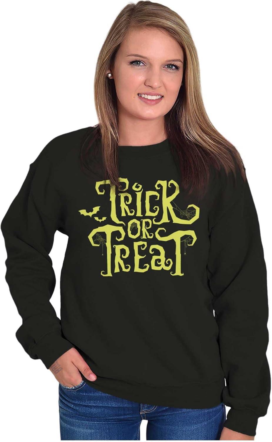imageBrisco Brands Spooky Halloween Trick or Treat Sweatshirt for Men or WomenBlack