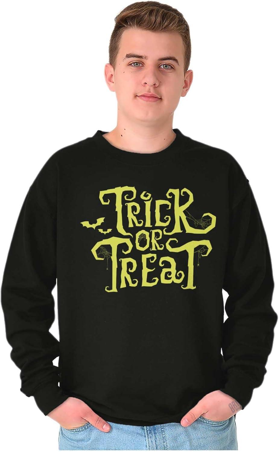 imageBrisco Brands Spooky Halloween Trick or Treat Sweatshirt for Men or WomenBlack