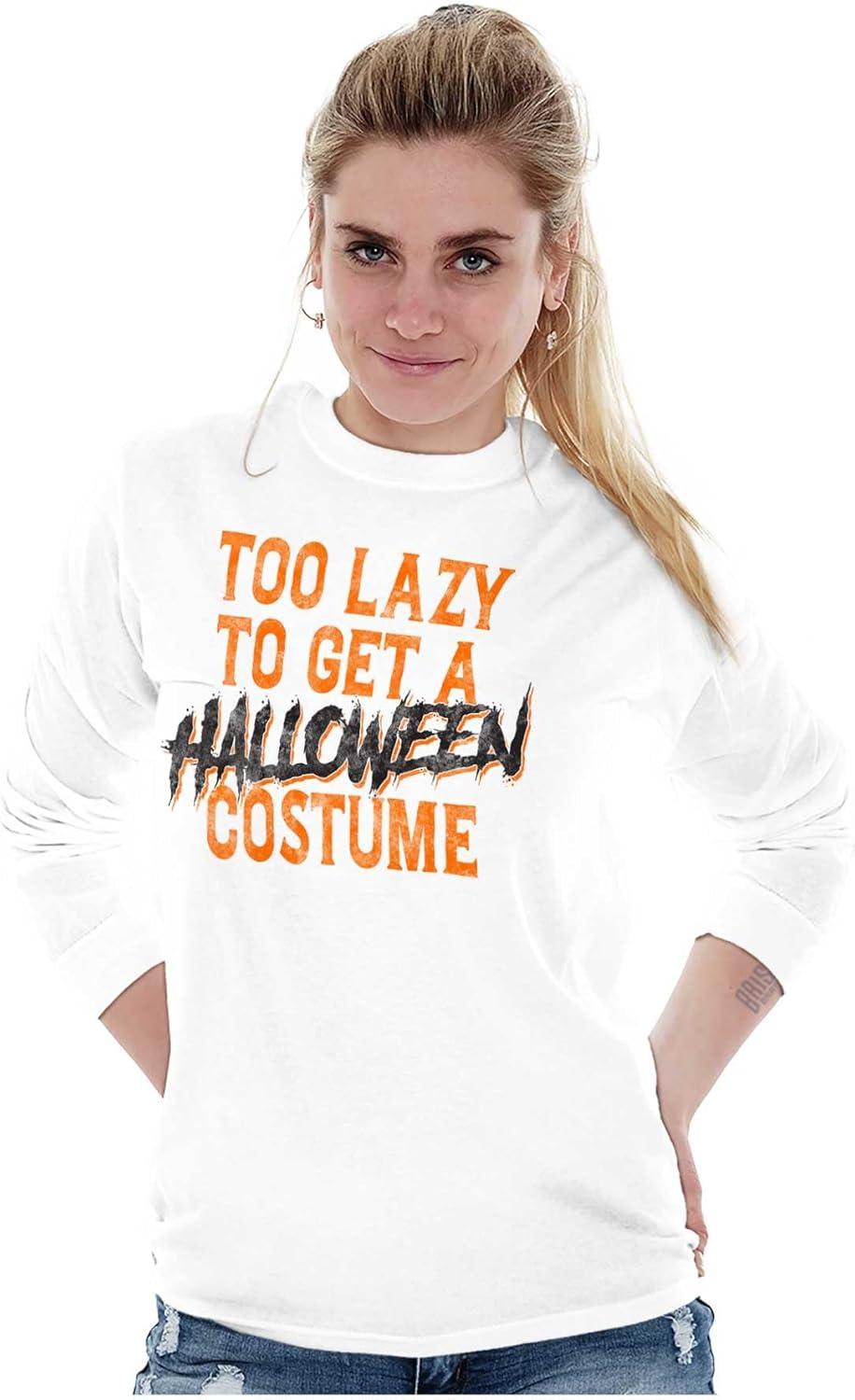 imageBrisco Brands Too Lazy to Get A Halloween Costume Long Sleeve Tshirt Men WomenWhite