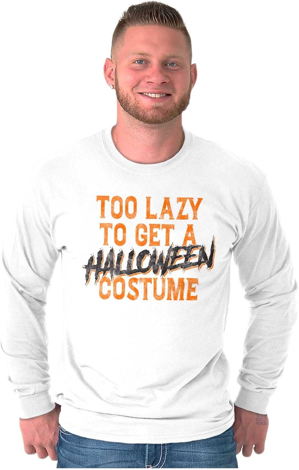 imageBrisco Brands Too Lazy to Get A Halloween Costume Long Sleeve Tshirt Men WomenWhite