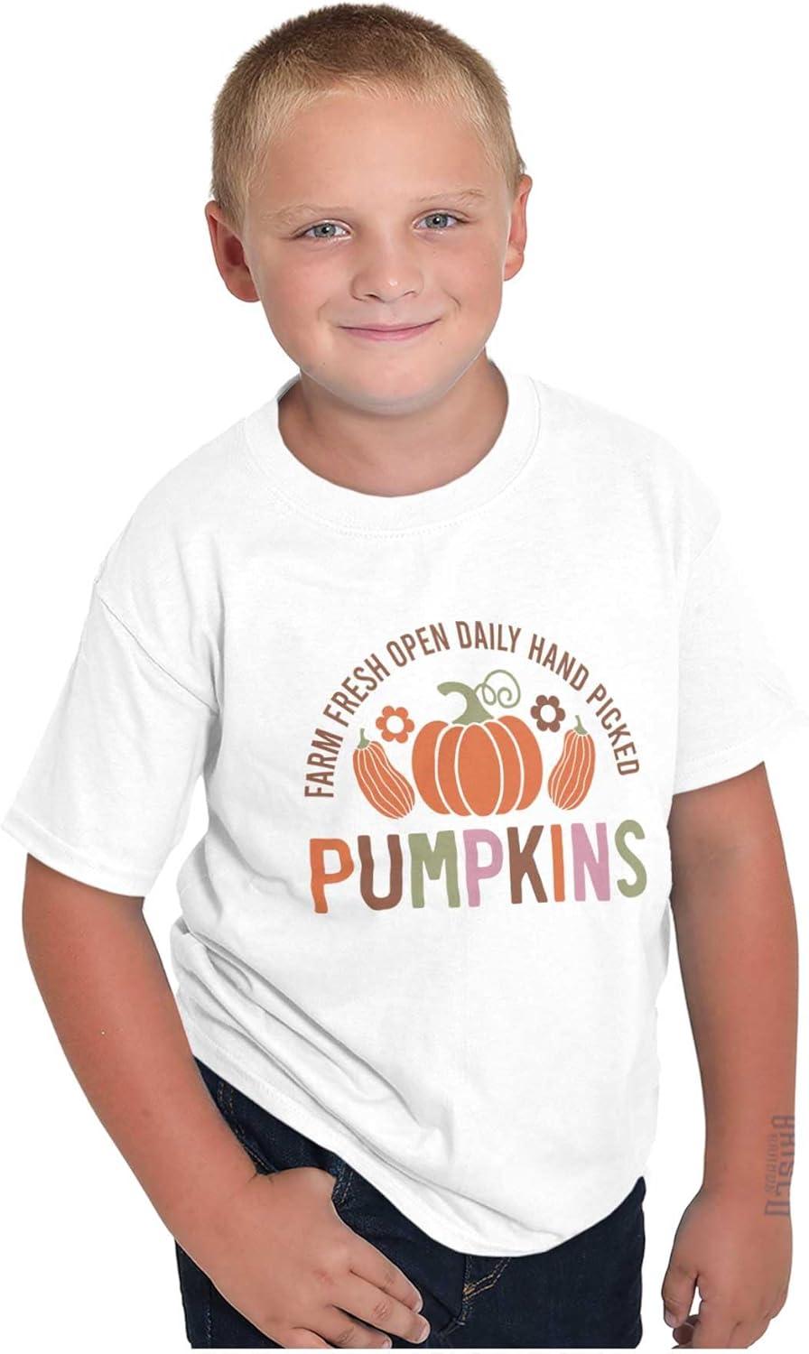 imageCute Fall Autumn Farm Fresh Pumpkins Crewneck T Shirts Boy GirlWhite