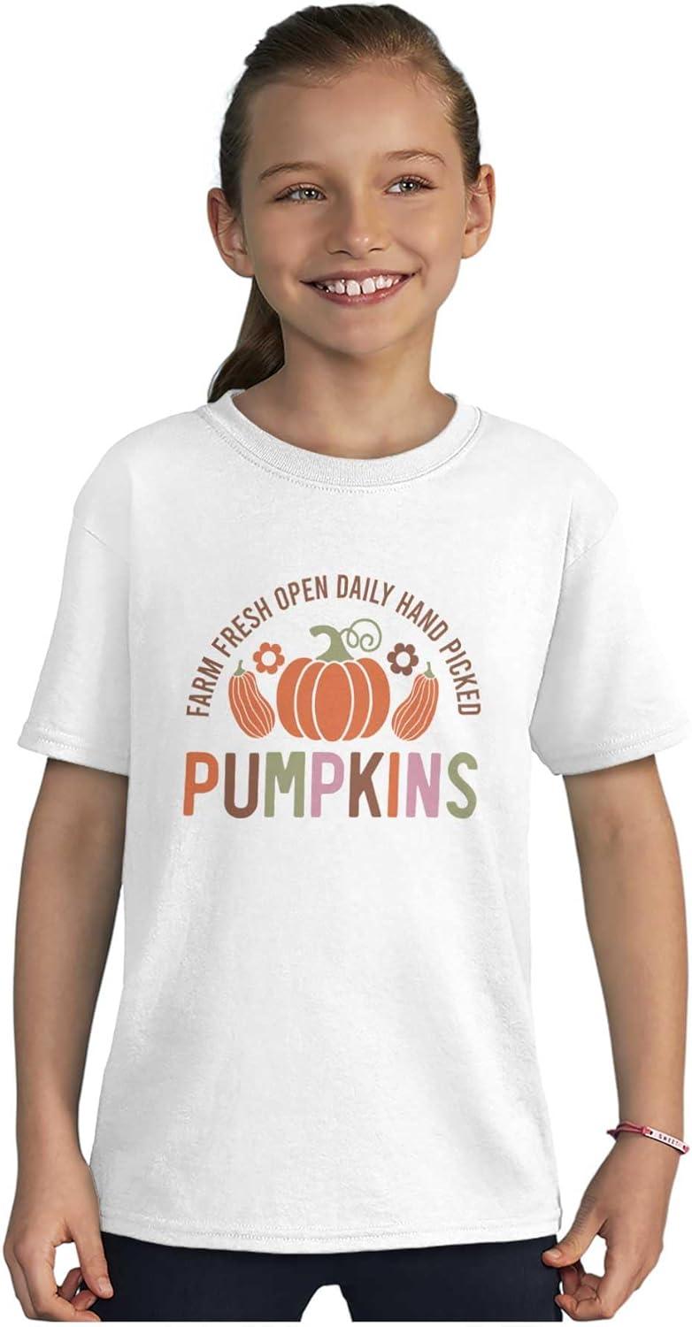 imageCute Fall Autumn Farm Fresh Pumpkins Crewneck T Shirts Boy GirlWhite