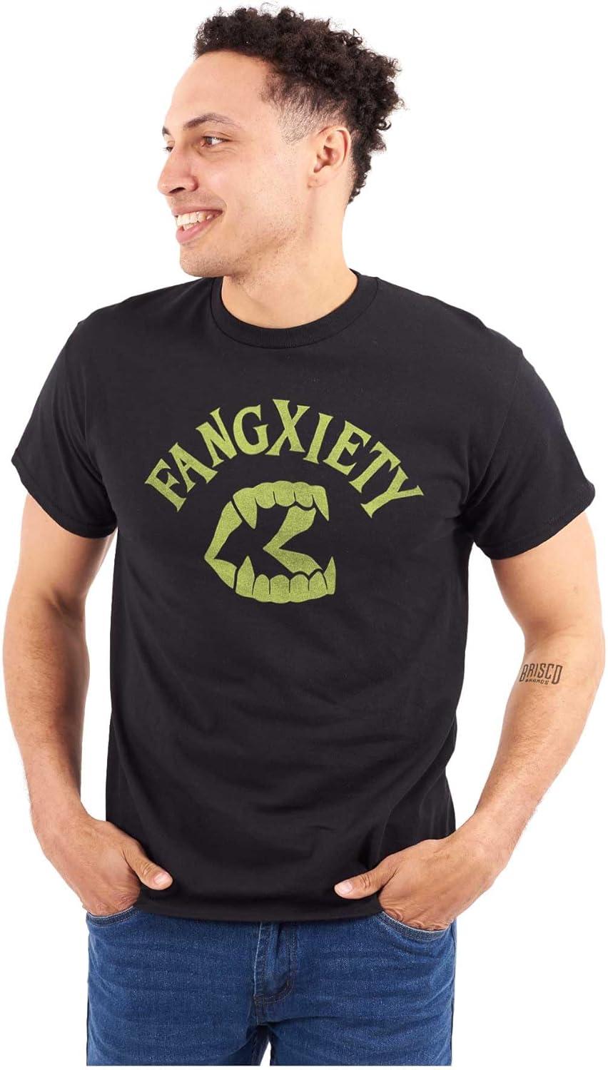 imageFunny Halloween Vampire Fang Anxiety Graphic T Shirt Men or WomenBlack