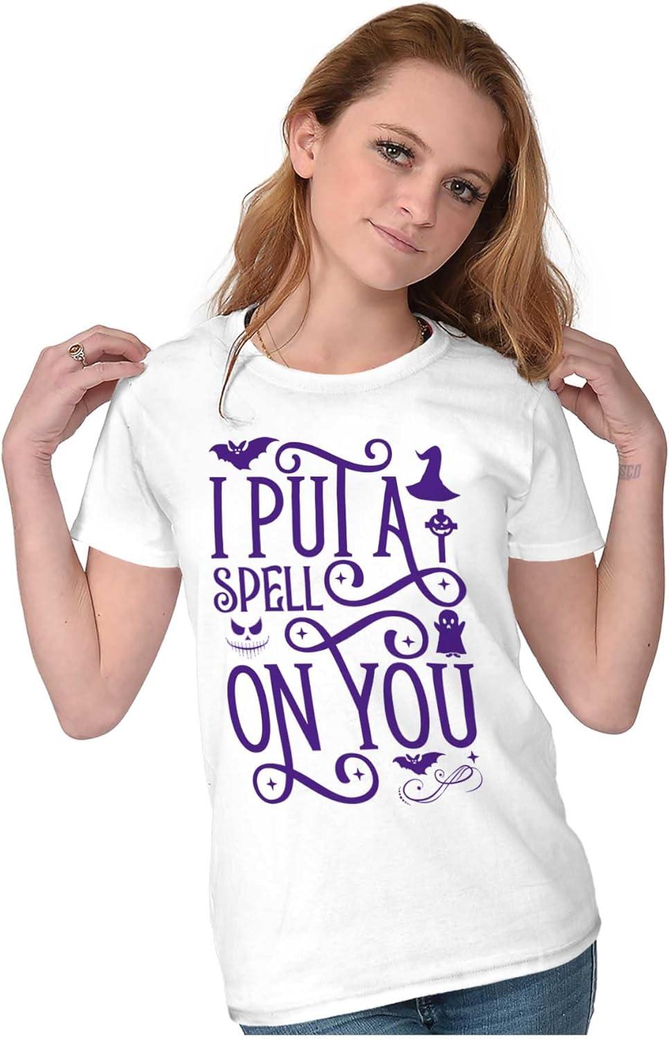 imageHalloween I Put A Spell On You Witch Womens Slim Fit Graphic TeeWhite