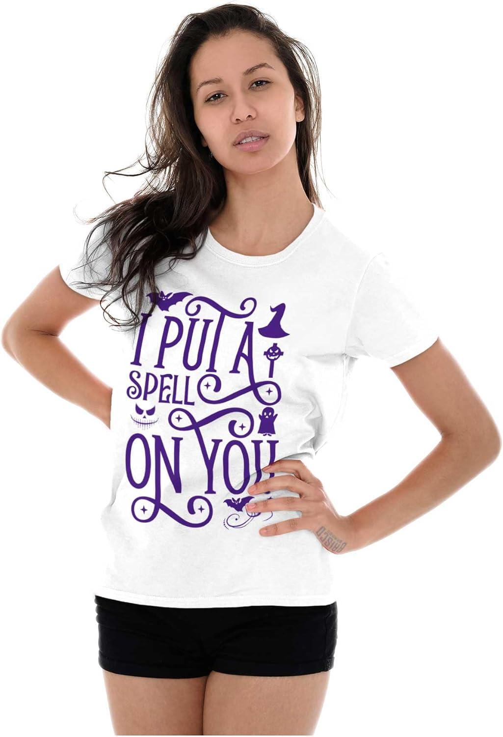 imageHalloween I Put A Spell On You Witch Womens Slim Fit Graphic TeeWhite