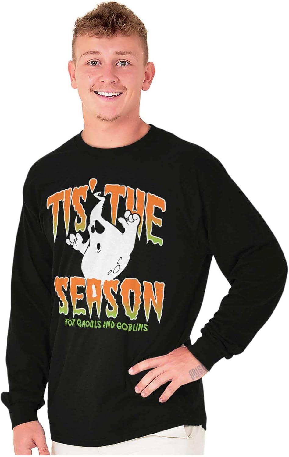 imageHalloween Season of Ghouls Goblins Long Sleeve Tshirt Men WomenBlack