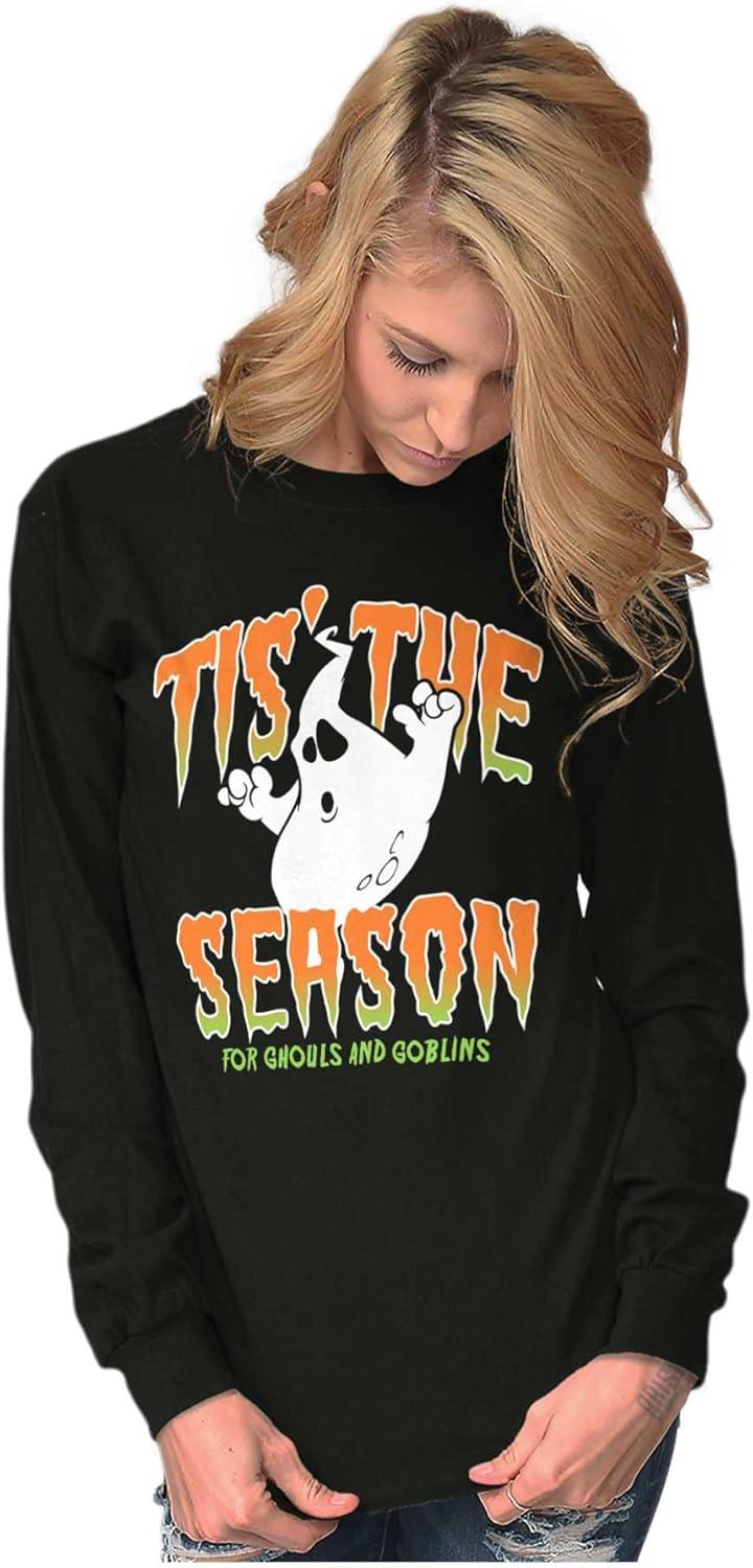 imageHalloween Season of Ghouls Goblins Long Sleeve Tshirt Men WomenBlack