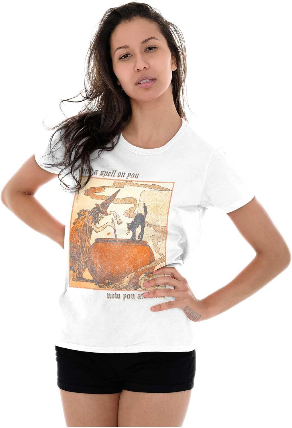 imageVintage Halloween Witches Brew Womens Slim Fit Graphic TeeWhite