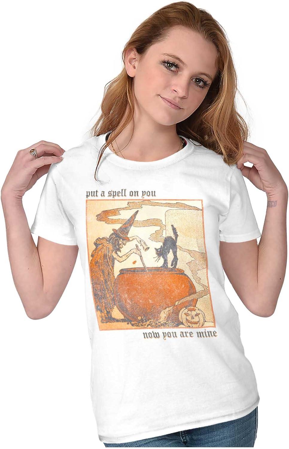 imageVintage Halloween Witches Brew Womens Slim Fit Graphic TeeWhite