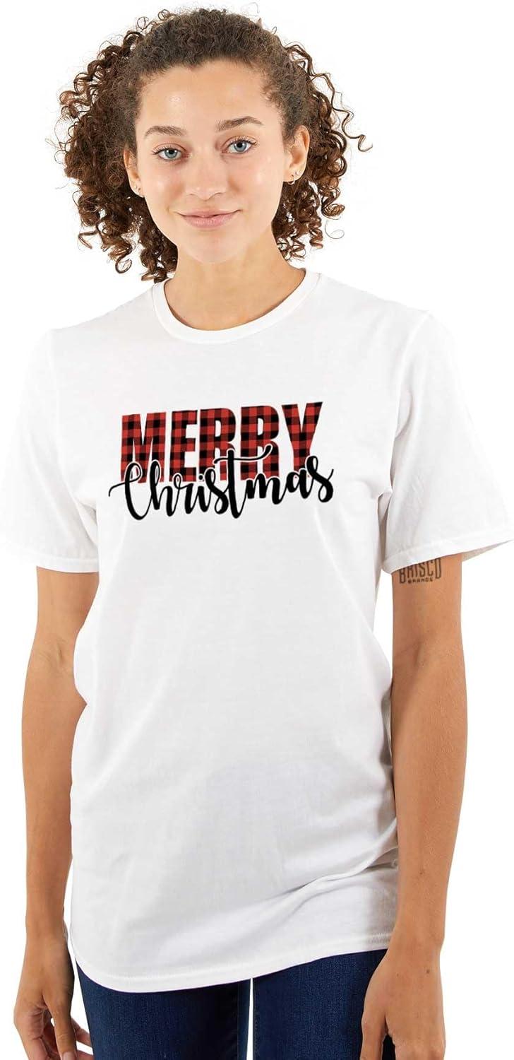 imageXmas Holiday Plaid Merry Christmas Graphic T Shirt Men or WomenWhite