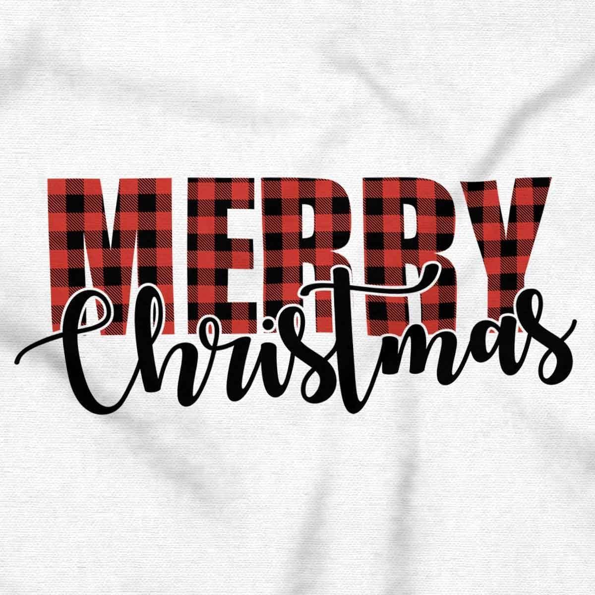 imageXmas Holiday Plaid Merry Christmas Graphic T Shirt Men or WomenWhite