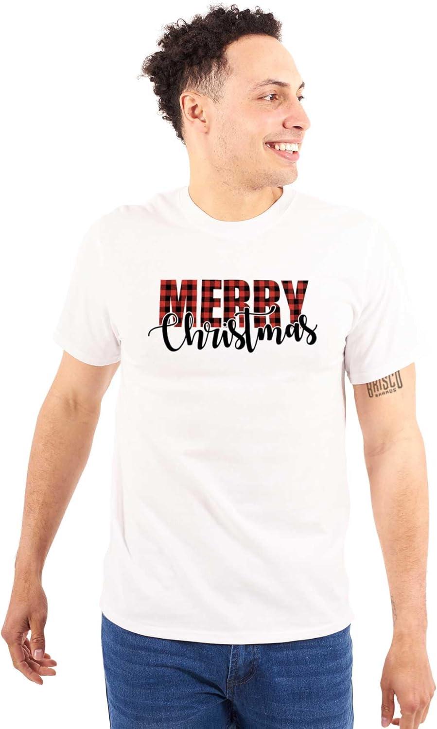 imageXmas Holiday Plaid Merry Christmas Graphic T Shirt Men or WomenWhite