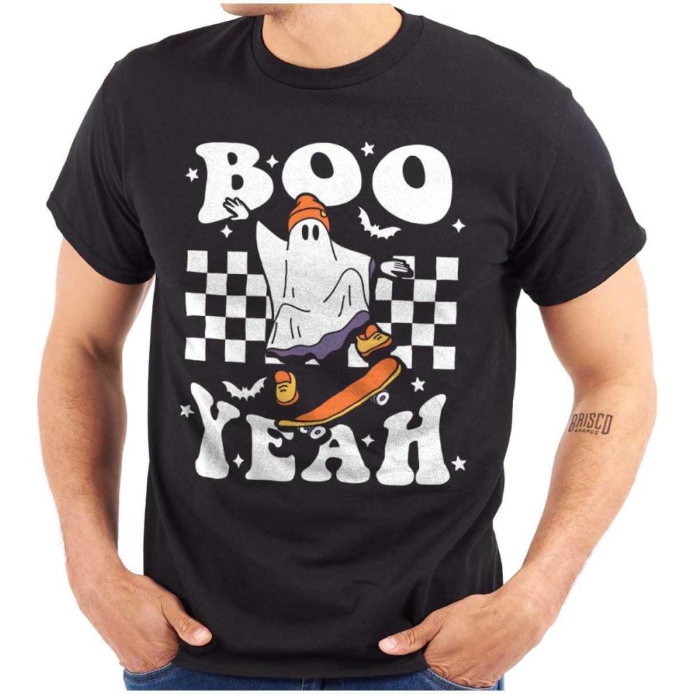 imageBrisco Brands Cool Skateboarding Ghost Boo Yeah Graphic T Shirt Men or WomenBlack