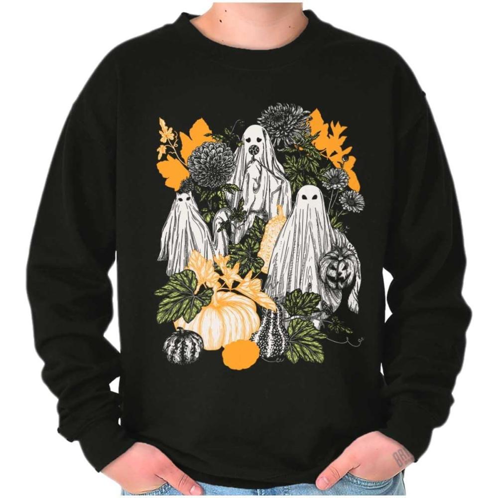 imageBrisco Brands Fall Autumn Ghosts and Pumpkins Sweatshirt for Men or WomenBlack
