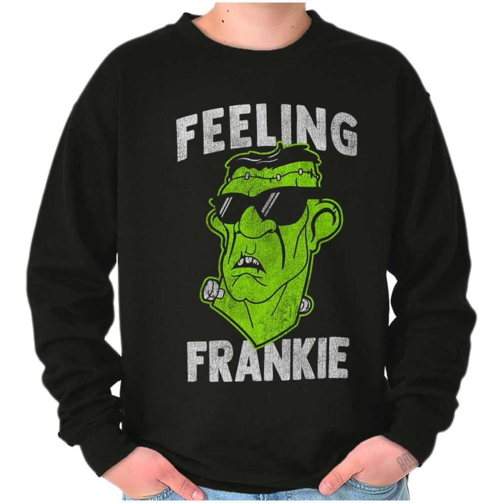 imageBrisco Brands Funny Halloween Feeling Frankie Sweatshirt for Men or WomenBlack