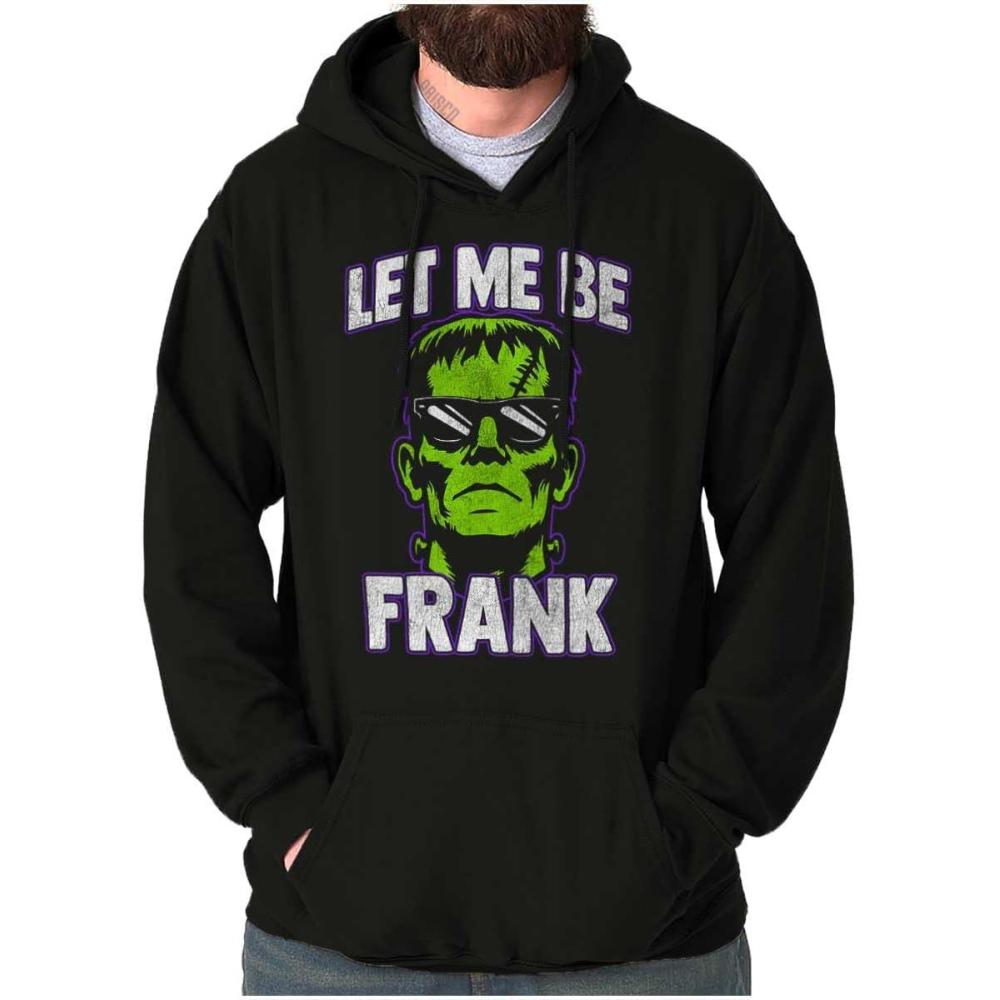 imageBrisco Brands Funny Halloween Let Me Be Frank Hoodie Sweatshirt Women MenBlack