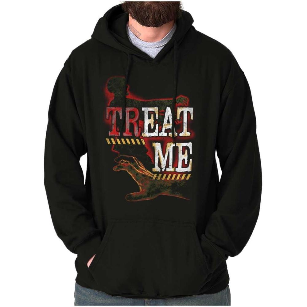imageBrisco Brands Funny Halloween Zombie Pun Treat Me Hoodie Sweatshirt Women MenBlack
