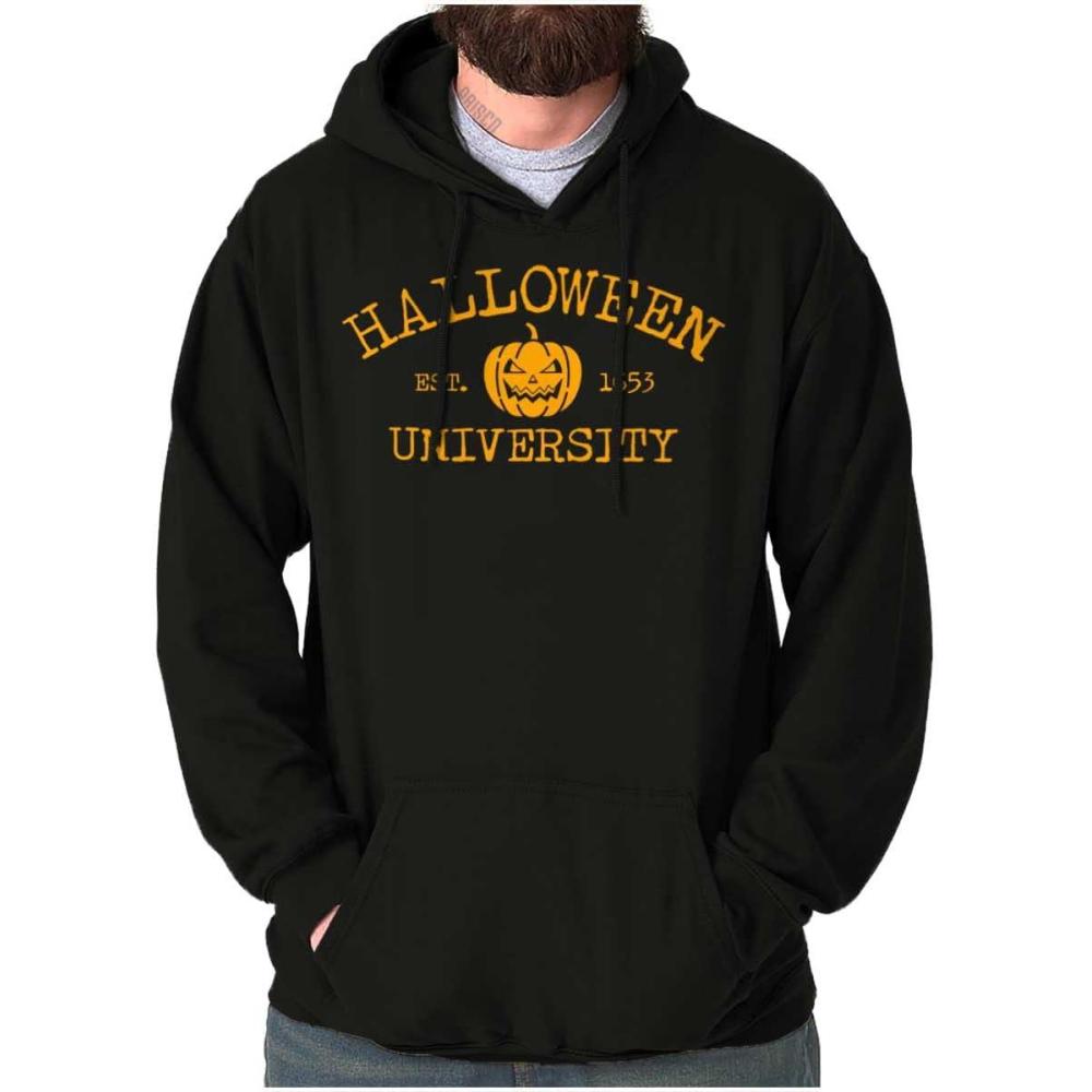 imageBrisco Brands Halloween University Jack O Lantern Hoodie Sweatshirt Women MenBlack