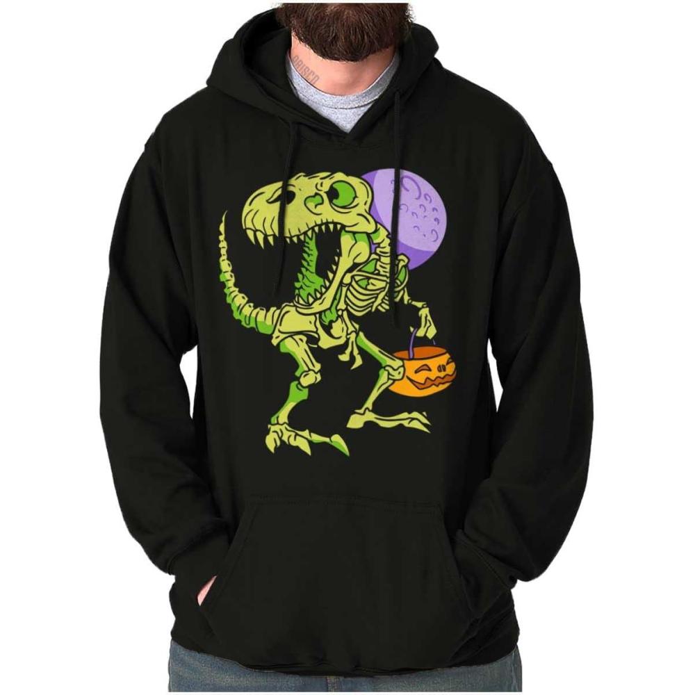 imageBrisco Brands Spooky Halloween Dinosaur Skeleton Hoodie Sweatshirt Women MenBlack
