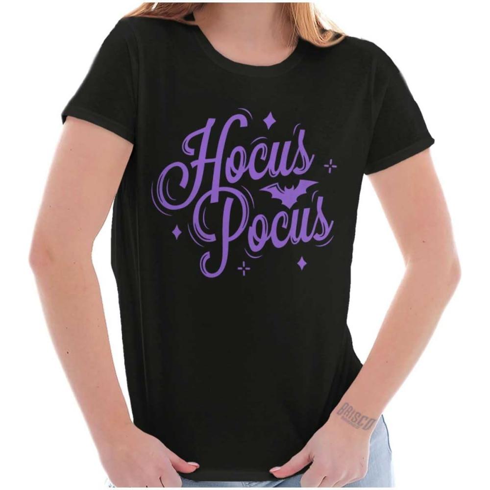 imageBrisco Brands Spooky Halloween Magic Hocus Pocus Womens Slim Fit Graphic TeeBlack