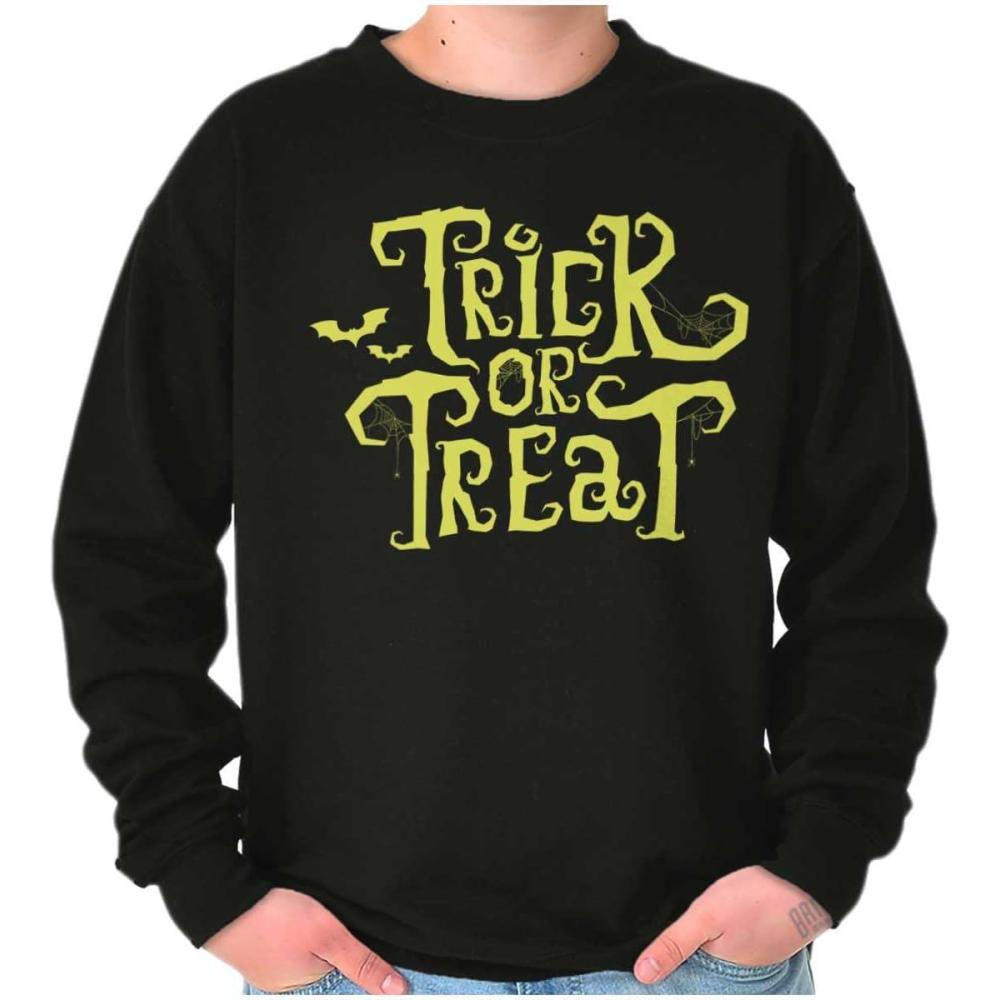 imageBrisco Brands Spooky Halloween Trick or Treat Sweatshirt for Men or WomenBlack