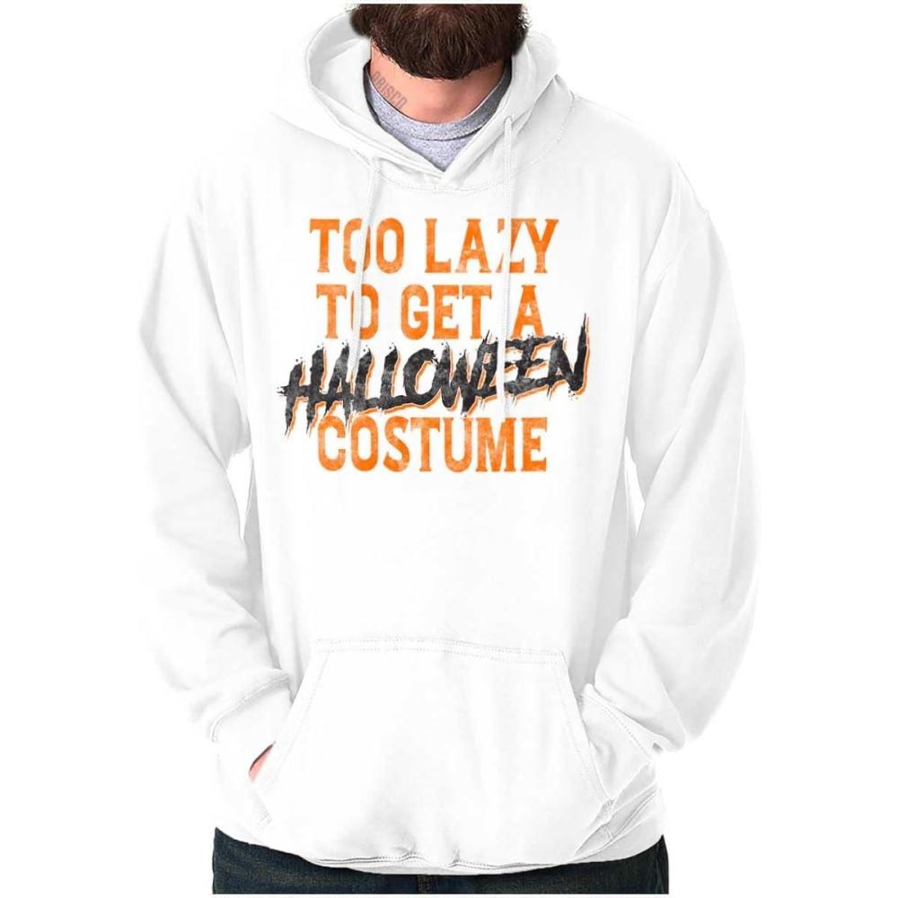 imageBrisco Brands Too Lazy To Get A Halloween Costume Hoodie Sweatshirt Women MenWhite
