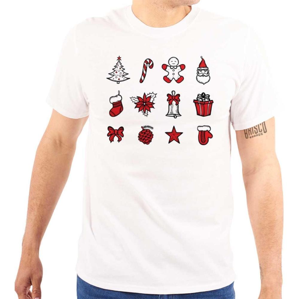imageClassic Christmas Holiday Ornaments Graphic T Shirt Men or WomenWhite