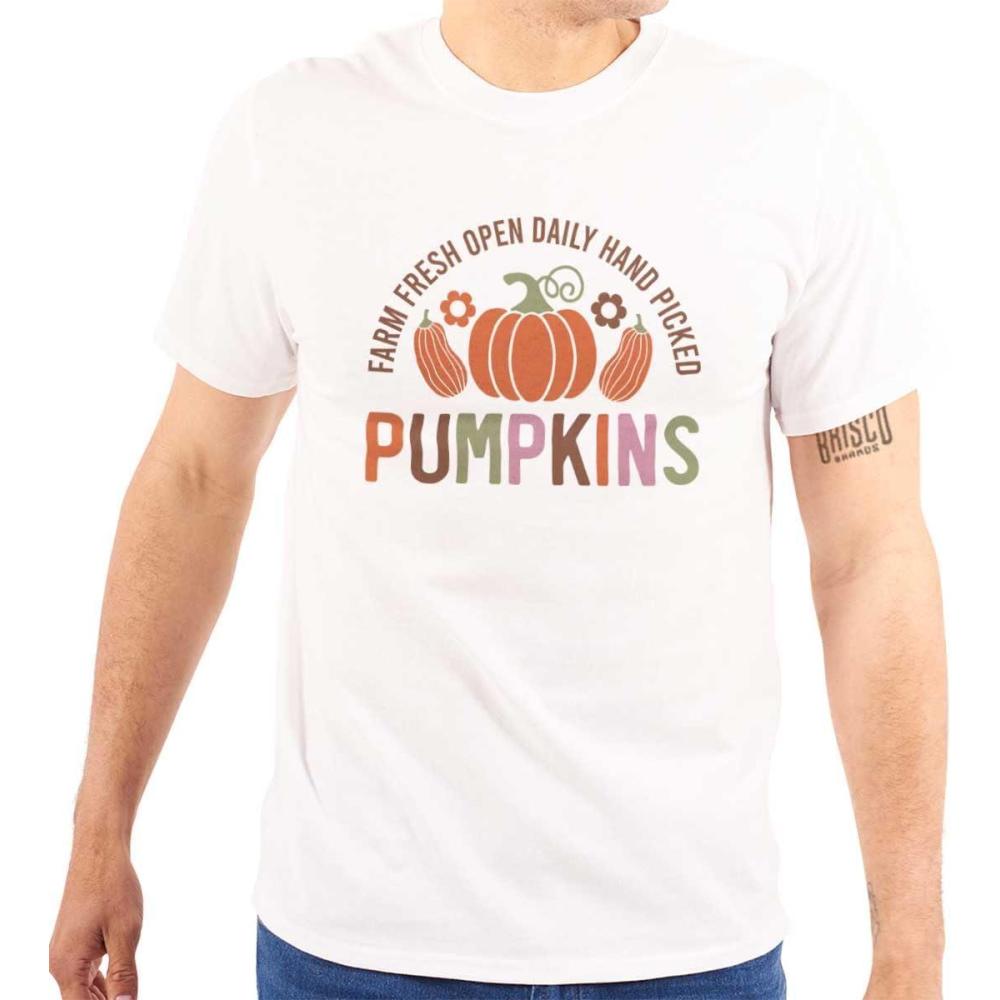 imageCute Fall Autumn Farm Fresh Pumpkins Graphic T Shirt Men or WomenWhite