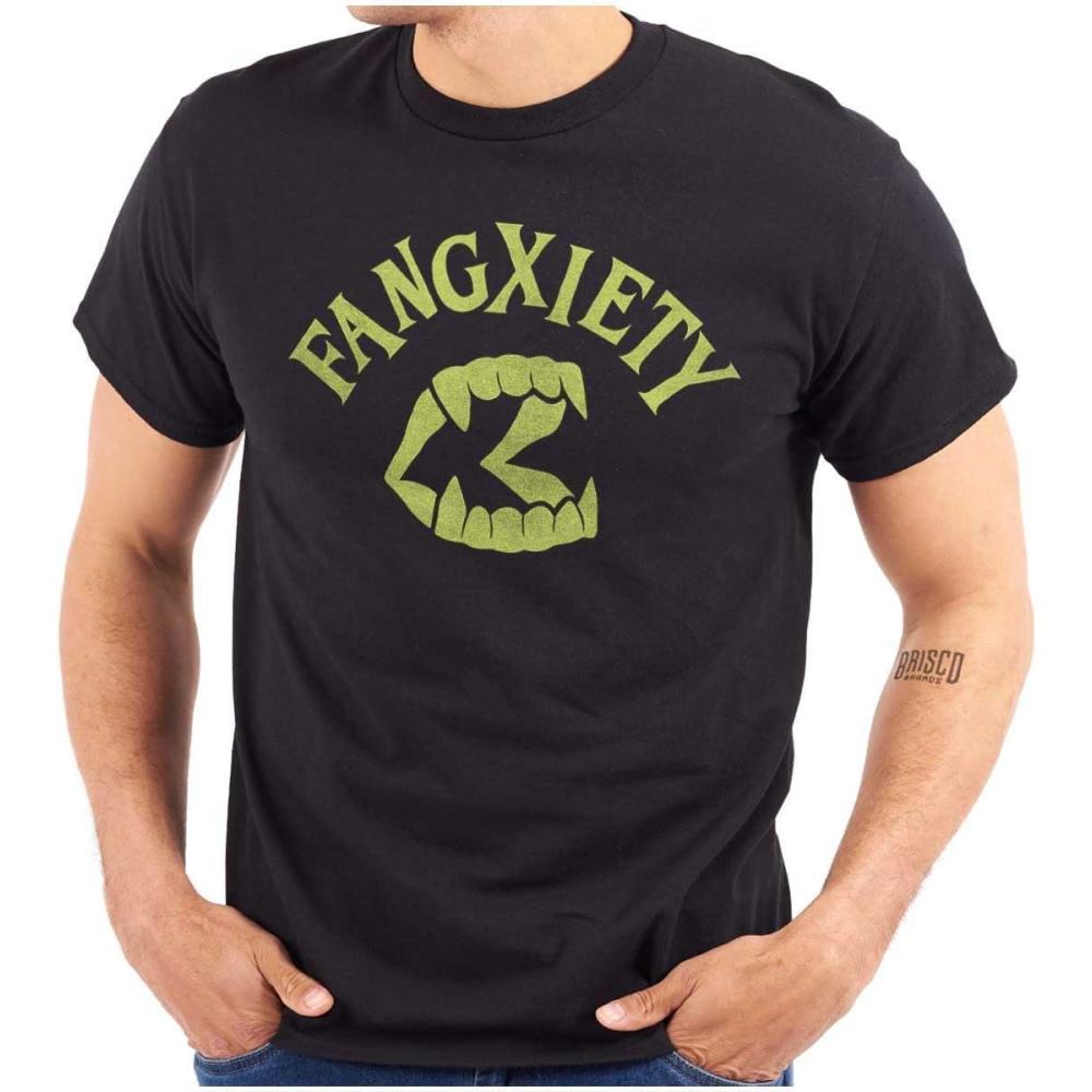 imageFunny Halloween Vampire Fang Anxiety Graphic T Shirt Men or WomenBlack