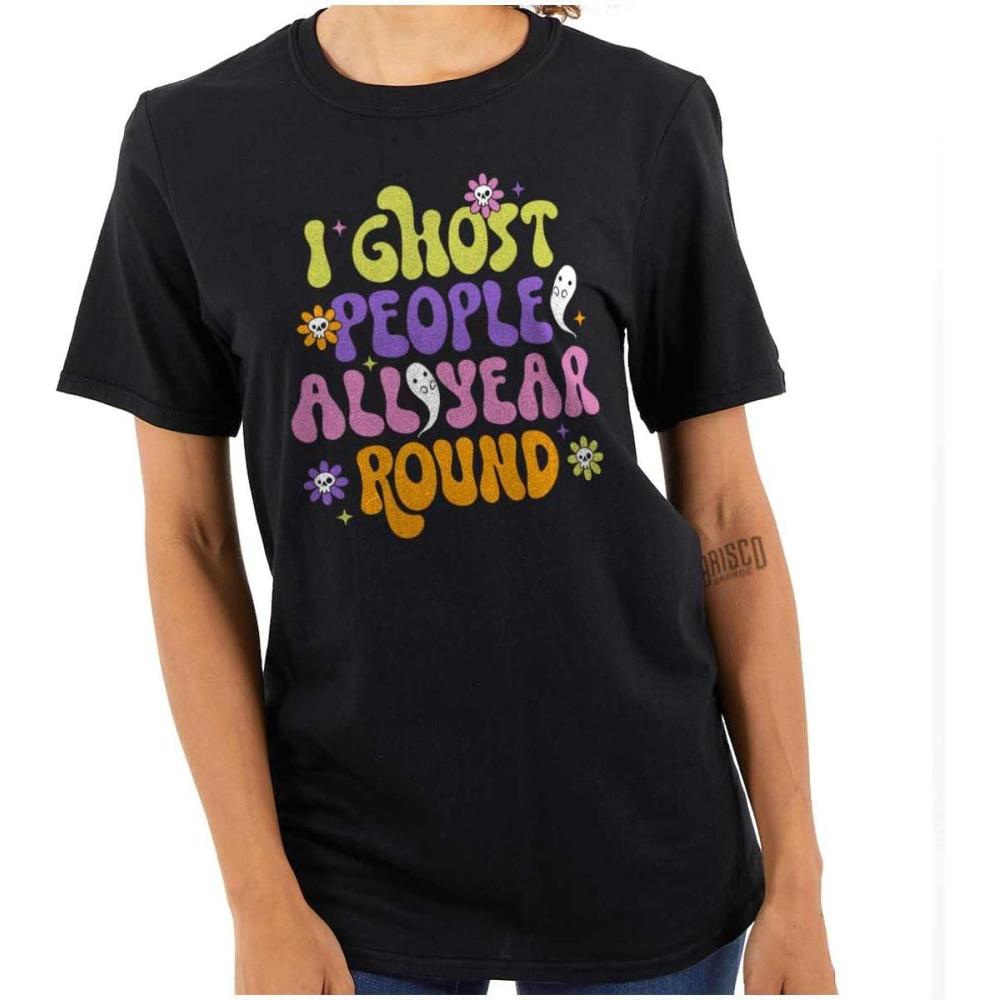 imageFunny I Ghost People All Year Round Womens Graphic T Shirt TeesBlack