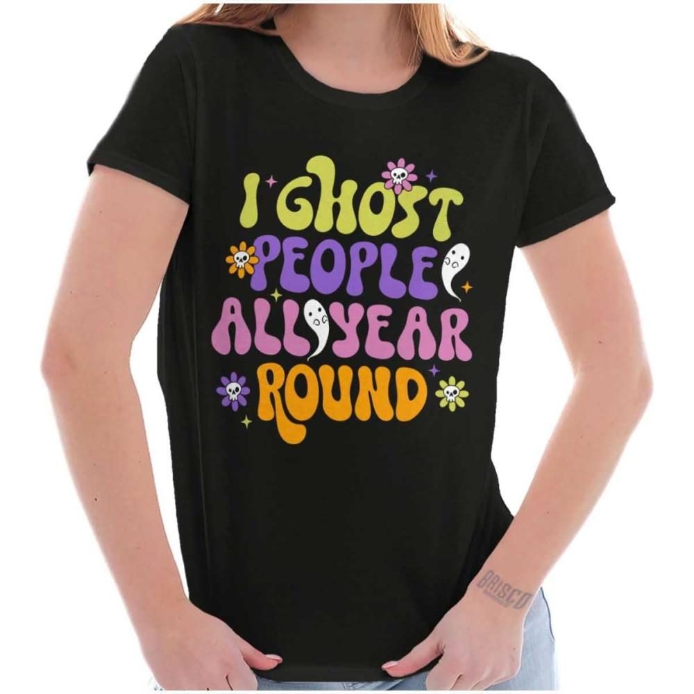imageFunny I Ghost People All Year Round Womens Slim Fit Graphic TeeBlack