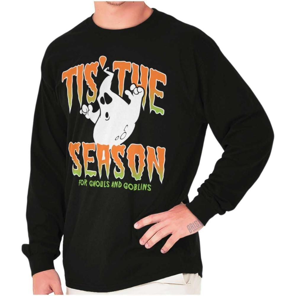 imageHalloween Season of Ghouls Goblins Long Sleeve Tshirt Men WomenBlack