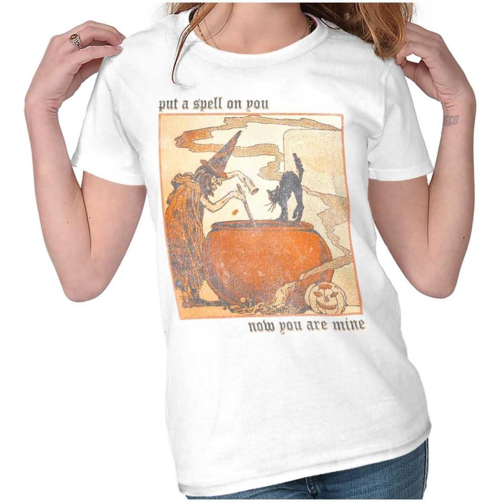 imageVintage Halloween Witches Brew Womens Slim Fit Graphic TeeWhite